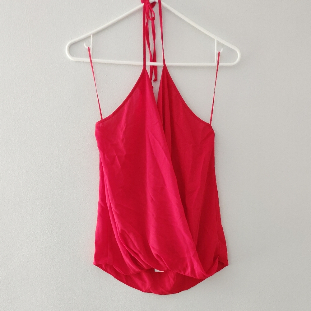 RED HALTER TOP TANK VNECK SIZE S